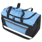 40 Liter 22 Inch Duffle Bag with Front Accessory Pocket, Velcro Handles, Dual Zipper Closure and Luggage Strap for Traveling, Commuting, Sports and Gym Equipment in Light Blue & Black