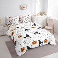 thumbnail image 3 of Manfei Lovely Ghost 7 Pieces Bedding Comforter Set,Funny Pumpkin Full Bedding Set,Happy Halloween Fitted Sheet Flat Sheet For Teens,White Black Orange Bedroom Decor Reversible, 3 of 8