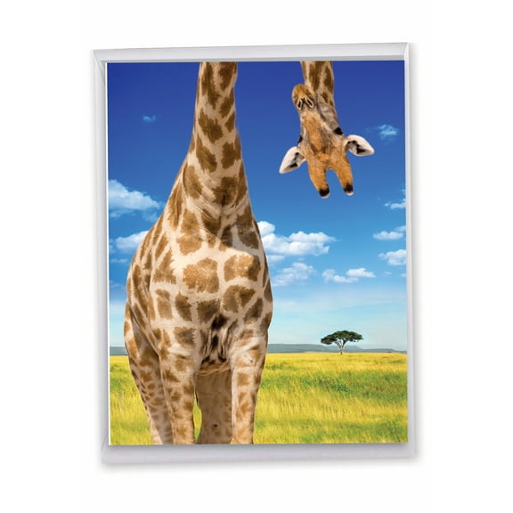 1 Big Funny Valentine's Day Card with Envelope (8.5 x 11 Inch) - Upside-Down Giraffe Valentines Day J6336VDG