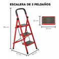 thumbnail image 5 of Escalera Tipo Banco 3 Peldaños Plegable Antiderrapante Portatil Rojo, 5 of 5