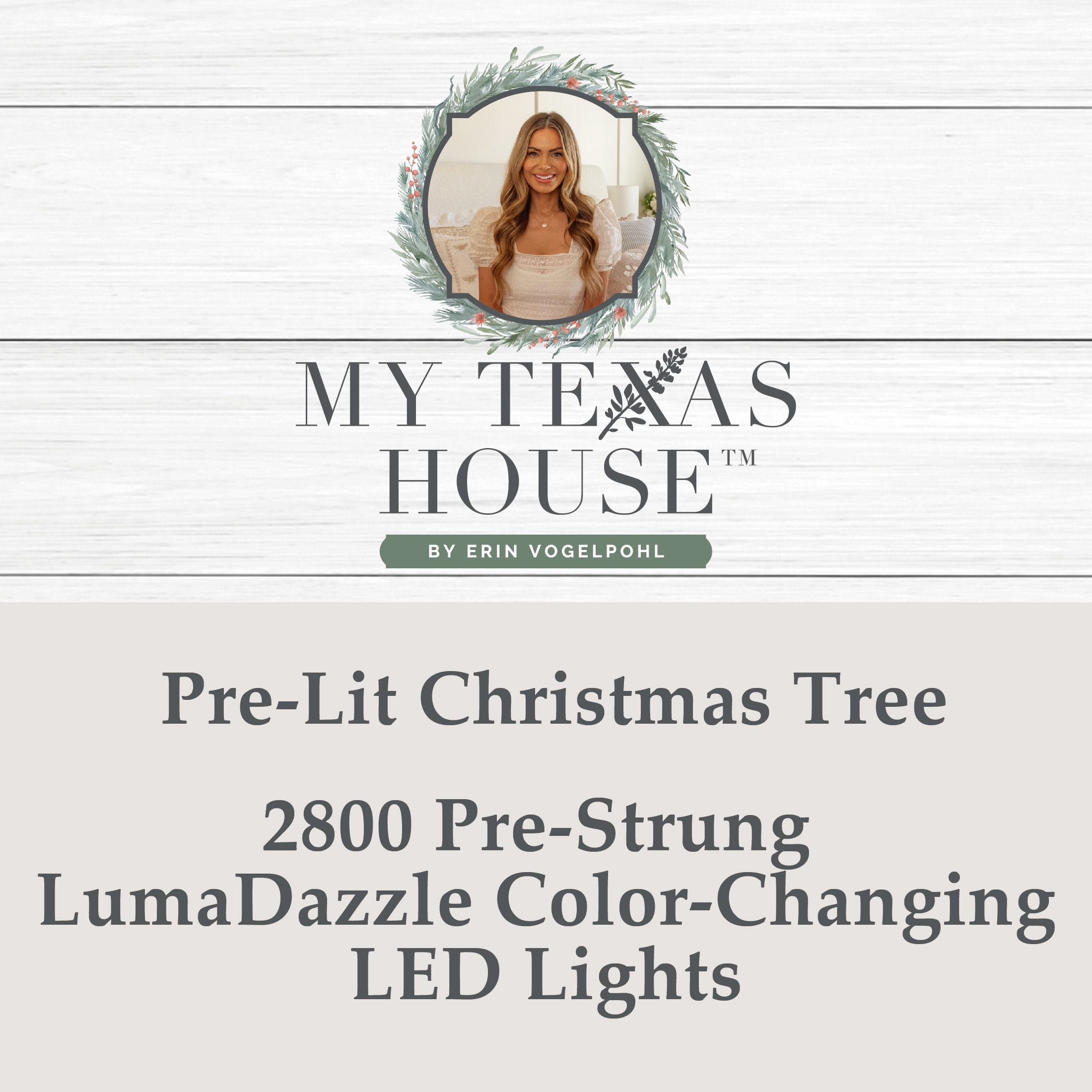 My Texas House 9FT Grand Spruce Prelit Green Artificial Christmas Tree with LumaDazzle Color-Changing Twinkle LED Lights and Quick Set