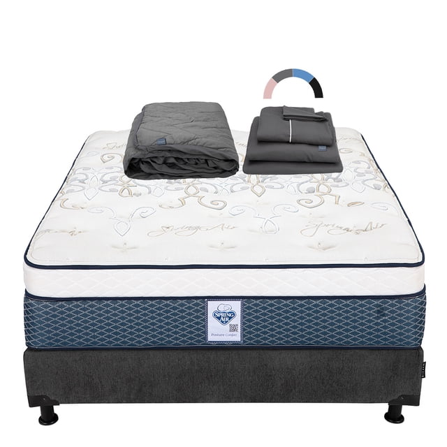 Colchon Matrimonial Cantabria +Box Base Cama+Protector Lux+Sabanas Royal