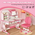 thumbnail image 4 of Fompes Kids Desk and Chair Set Height Adjustable Ergonomic Children Sturdy Table with Large Writing Board Bookshelf Drawer Study School Desk Interactive Workstation Art Writing Desk Furniture, 4 of 13