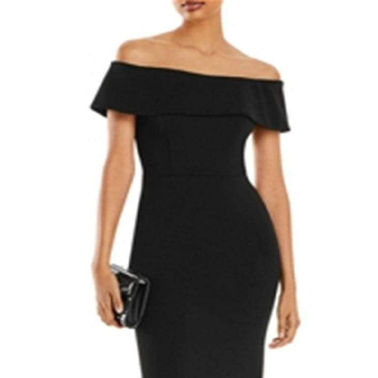 Aqua Women s Off The Shoulder Scuba Crepe Gown Black Size 8