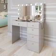 thumbnail image 5 of Ember Interiors Ghada Modern Gray Makeup Vanity Desk with Built-in Lights and USB Port for Bedroom, 5 of 8