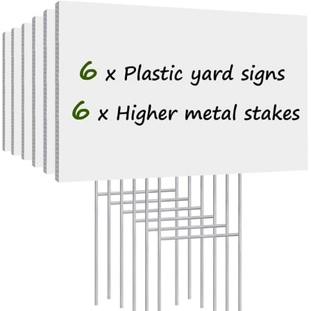 Fabulas Blank Yard Signs with Stakes, 6 Pack Lawn Signs Corrugated Plastic 17x12 Inches Custom Double Sided for Commercial Garden Signs Outdoor , Garage Sale