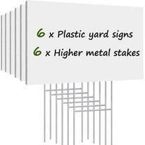 Fabulas Blank Yard Signs with Stakes, 6 Pack Lawn Signs Corrugated Plastic 17x12 Inches Custom Double Sided for Commercial Garden Signs Outdoor , Garage Sale