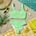 thumbnail image 6 of CCRFTGI Girls Swimsuits Size 6-7 Two Piece Sets Swimming Girls Bikini Beach Vacation Bathing Suit Summer Cute Striped Girls Clothes Swim Suit Kids Bikini Swimwear Green 9-10 Years, 6 of 9