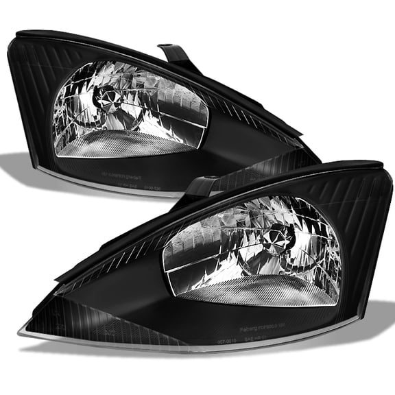 AKKON - For 2000-2004 Ford Focus Left Driver Right Passenger Replacement Black Head Lights Assembly Set Pair