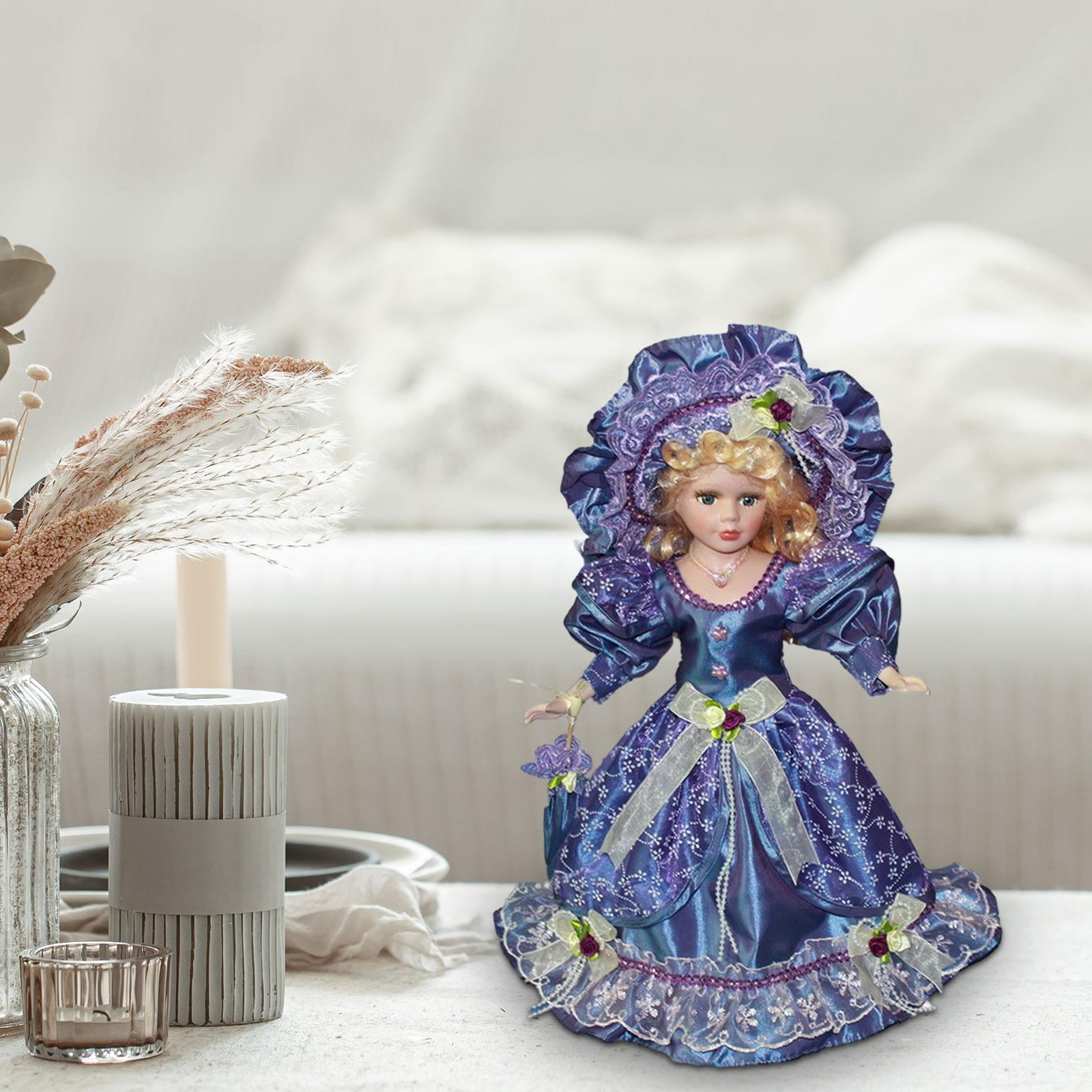 LeeQinersw Beautiful Ceramic Doll, Miniature Porcelain Figures, Elegant 40cm Dollhouse Lady Violet