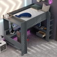 thumbnail image 3 of CoSoTower Wood Full Size Gaming Loft Bed with Desk, Multi-Storage Shelves, LED and Charging Station, Dark Gray, 3 of 9