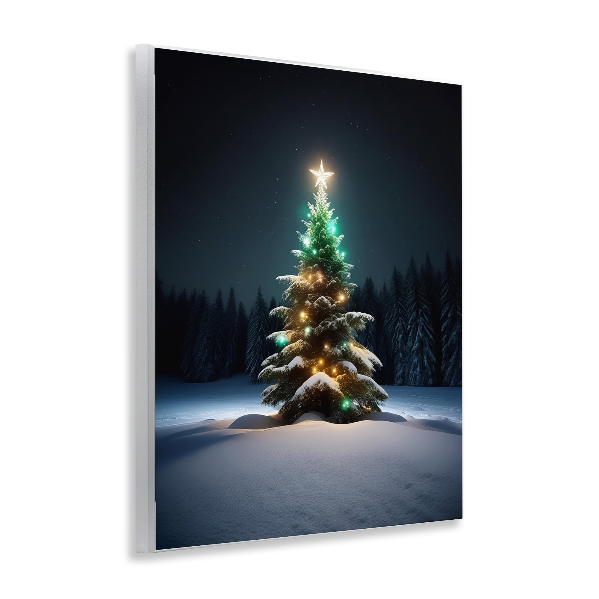 Stupell Industries Clear Night Snowy Tree Holiday Photography Unframed Art Prints Wall Art, 11 x 14
