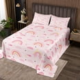 thumbnail image 2 of Erosebridal Pink Rainbow Coverlet Set Twin, Cartoon Stars Bedding Set, Girls Kids 2-Piece, 2 of 5