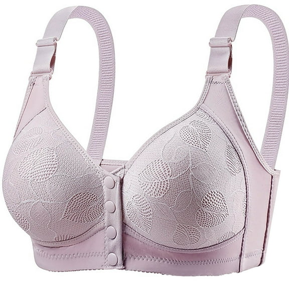 Arnsht Womens Bras for Older Women Front Closure Bras Fashion Embroidery Ultra Thin Breathable Comfort Adjusting Large Size Bra Gray 44/100