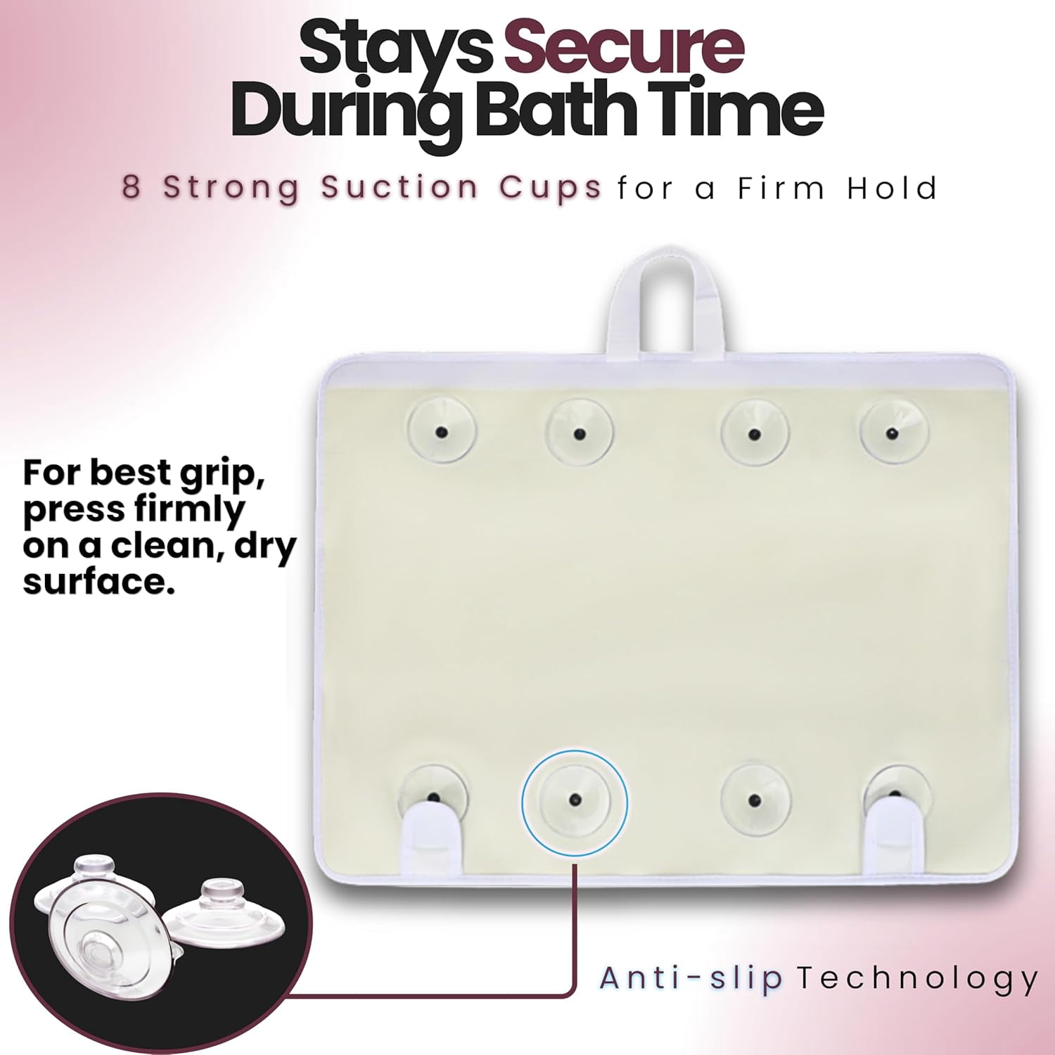 Bath Kneeler –8 Suction Cups & 1.5" Padding.Certified Non Toxic Bath Kneeling Pad for Bath Tub & 5 Bath Toy Organizer. Fast Dry Baby Bath Kneeler and Elbow Rest Pad Set by -Bordeaux