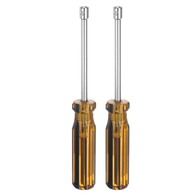 Uxcell 2pcs Metric Nut Driver 4mm Non-Magnetic 6 Point Hexagon Socket Wrench Screwdriver with Anti-Slip Handle