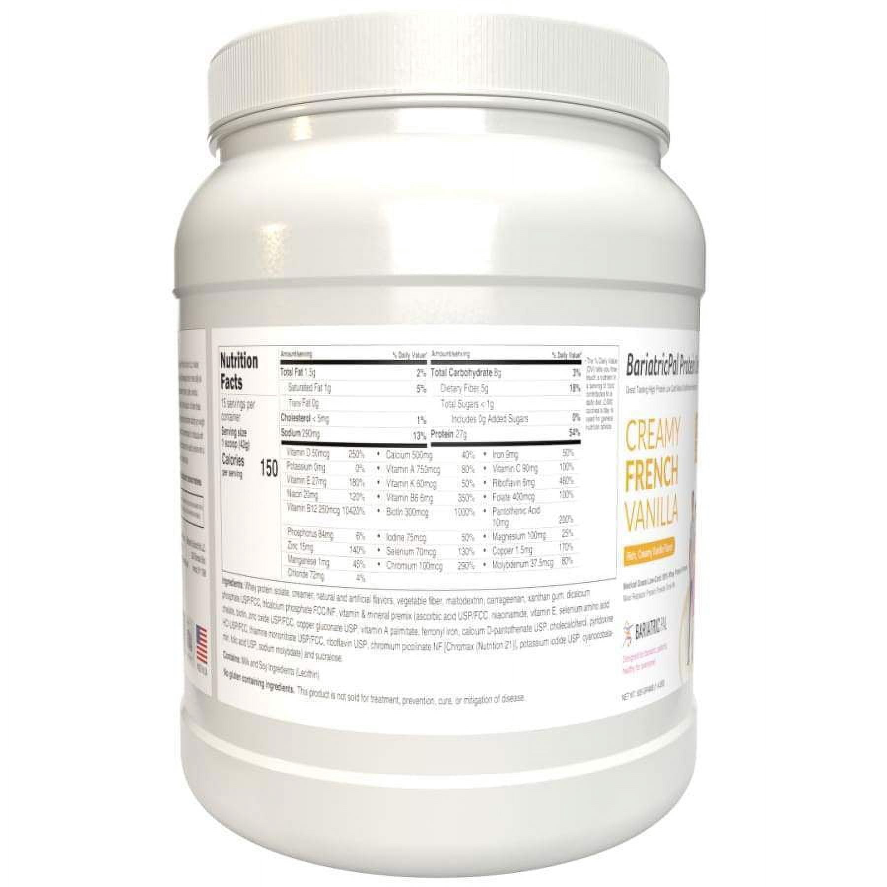 Protein ONE Complete Meal Replacement with Multivitamin, Calcium & Iron by BariatricPal - Creamy French Vanilla (15 Serving Tub)
