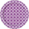 7" Purple Quatrefoil Paper Dessert Plates, 8ct