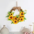 thumbnail image 2 of Artificial Sunflower Wreath with Yellow Sunflower and Green Leaves Front Door Wreaths for All Seasons, 2 of 5