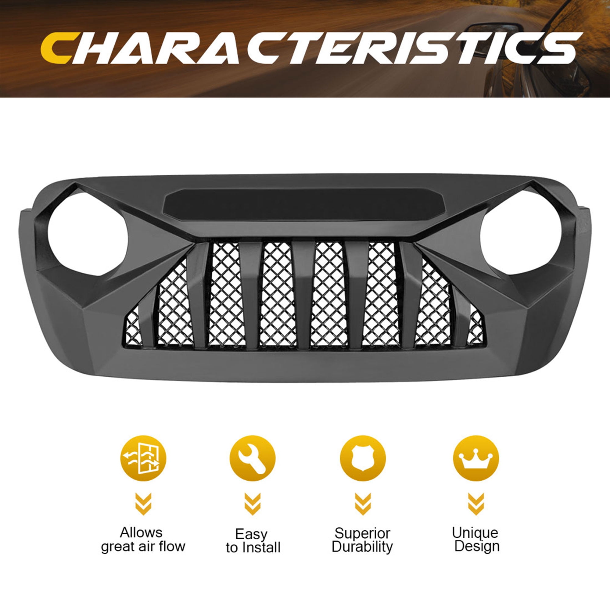 AMERICAN MODIFIED Demon Grille for 2018+ Wrangler JL & 2020+ Gladiator JT