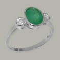 thumbnail image 2 of LBG British Made 18k White Gold Natural Emerald & Cubic Zirconia Womens Anniversary Ring - 33 size options - Size 11.5, 2 of 6