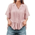 thumbnail image 3 of Womens Blouses for Work Going Out Tops Casual White Vneck Tshirts Shirts Plus Plus Size Blouses 3X Hot Pink, 3 of 6