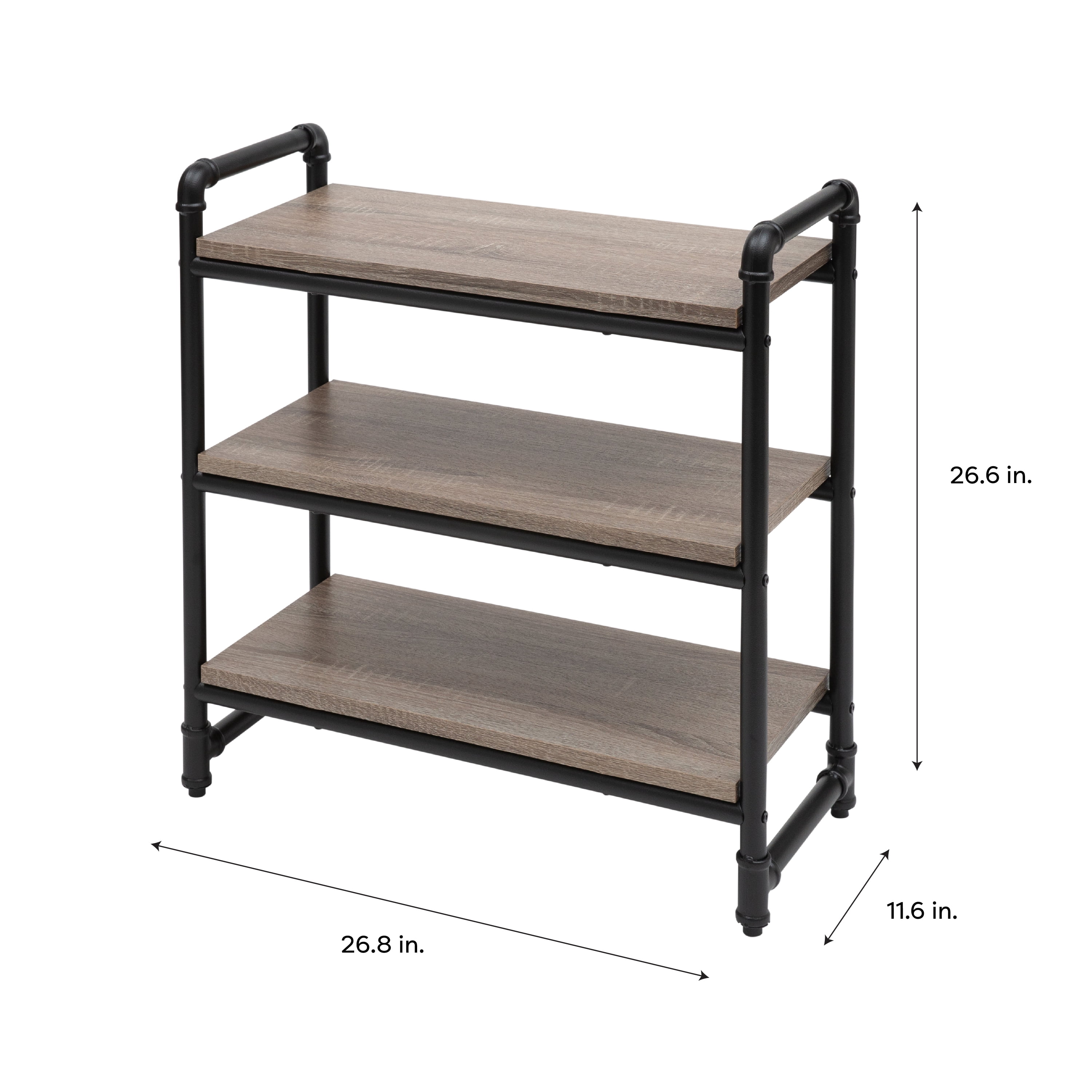 Organize It All 3 Tier Pipe Line Freestanding Bathroom Storage Shelf Unit