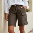thumbnail image 2 of Frostluinai Cargr Shorts for Womens with Pocket Elastic Waist Baggy Bermuda Shorts Lightweight Hiking Ourdoor Shorts Pantalones Rectos Brown L, 2 of 10