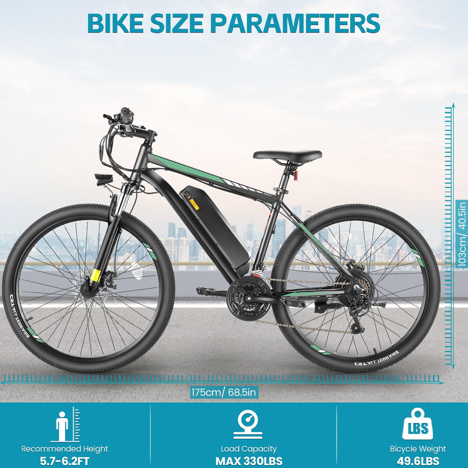 Elifine 27.5" Electric Mountain Bike for Adult 500W Electric Bicycle with 48V 10.4Ah Long-Lasting Battery, LCD, Lockable Suspension Fork, 5 Riding Modes, 21 Speed Mountain Ebike, UL2849
