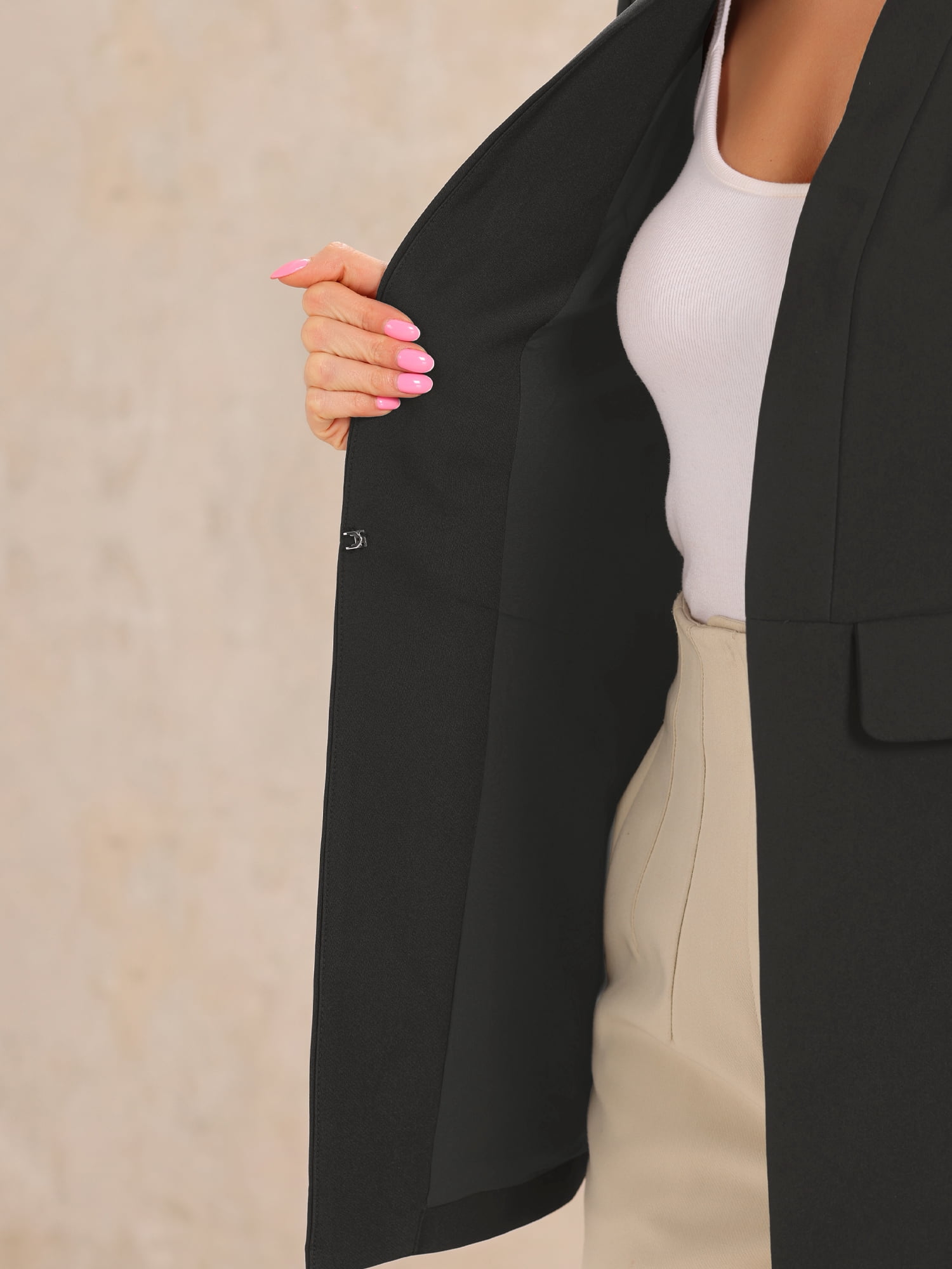 DARING DIVA Women's Stand Collar Single Button Dressy Suit Jacket S Black