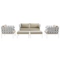 thumbnail image 4 of Modern Contemporary Urban Design Outdoor Patio Balcony Five PCS Sectional Sofa Set, Beige White, Rattan, 4 of 7