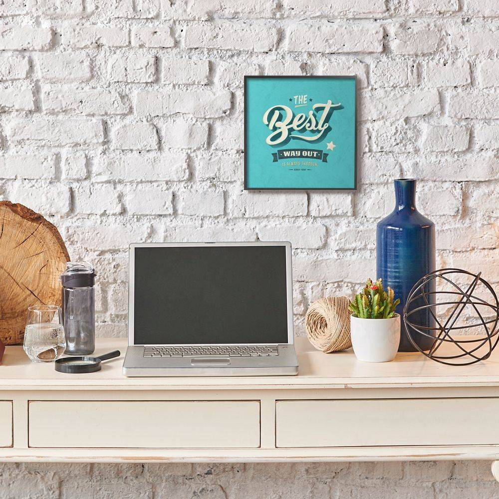 Stupell Industries The Best Way Out Inspirational Blue Word Design Framed Wall Art by Ester Kay
