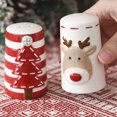 thumbnail image 4 of 2 saleros y pimenteros de cerámica para cocina, estilo navideño, tarro de especias de cerámica., 4 of 5