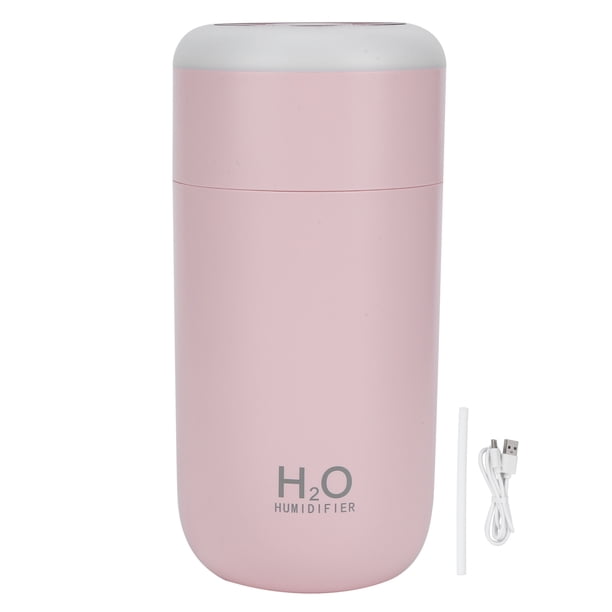 Humidificador nano portátil de 350 ml con alimentación USB, luz de 7 colores y apagado automático (rosa)