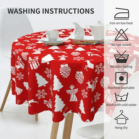 

Clearance！EQWLJWE Christmas Snowflakes Elk Christmas Tree Tablecloth Round Tablecloth Waterproof Wrinkle Free Table Cloth Table Cover for Kitchen Dining Room Picnic Party Banquet Table Top Decor