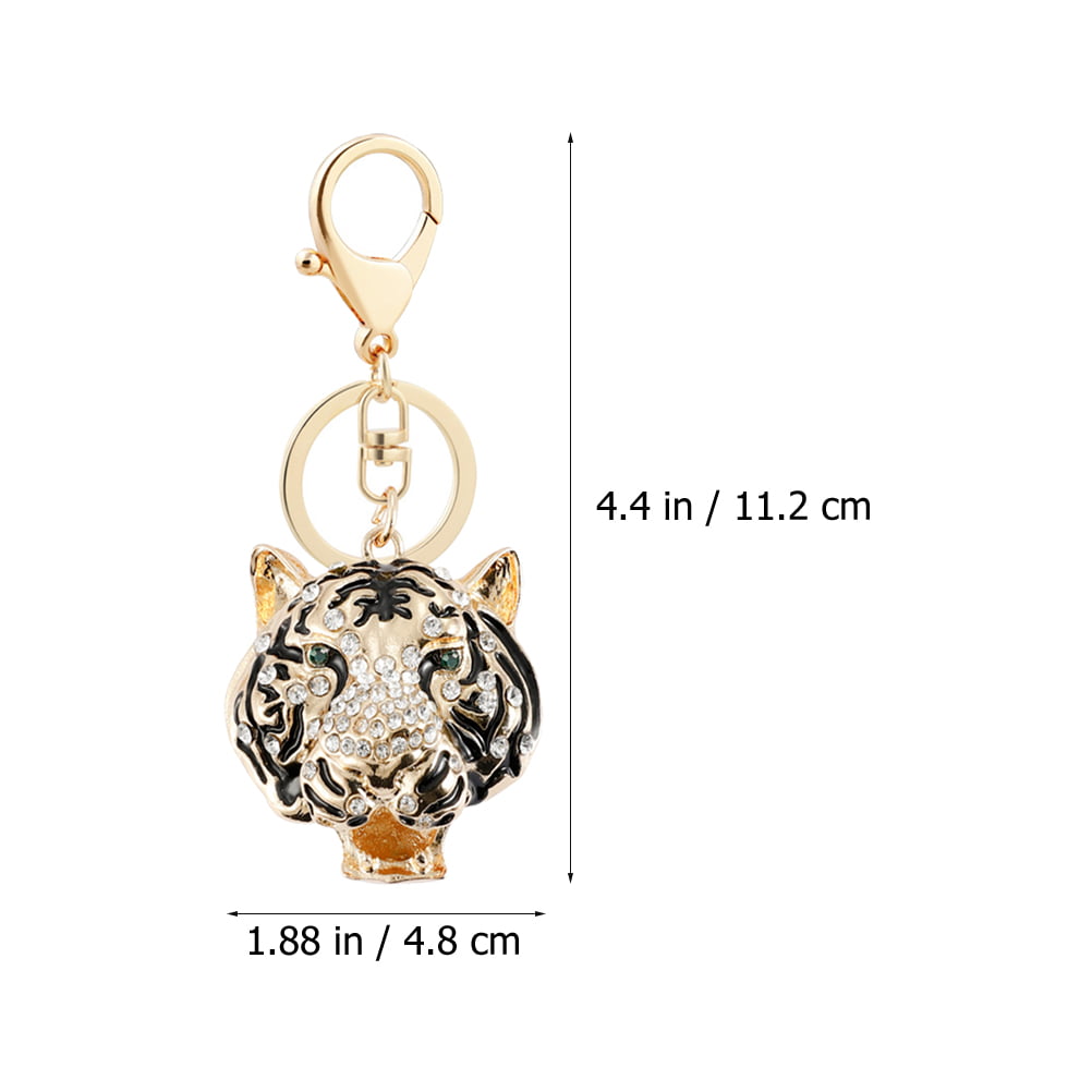 Unique Red Tiger Metal Rhinestone Keychain Exquisite Tiger Handbag Ornament 