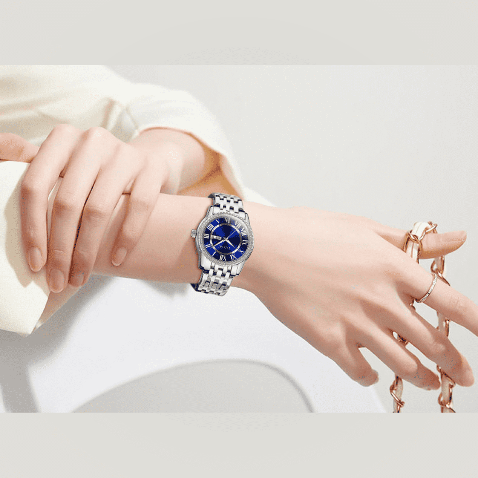 TAXAU Watches For Women With Diamond Small Blue Face Jamaica 
