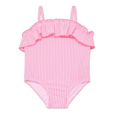 Wonder Nation Toddler Girl Seersucker Ruffle One- Piece Swimsuit, Sizes 12M-5T