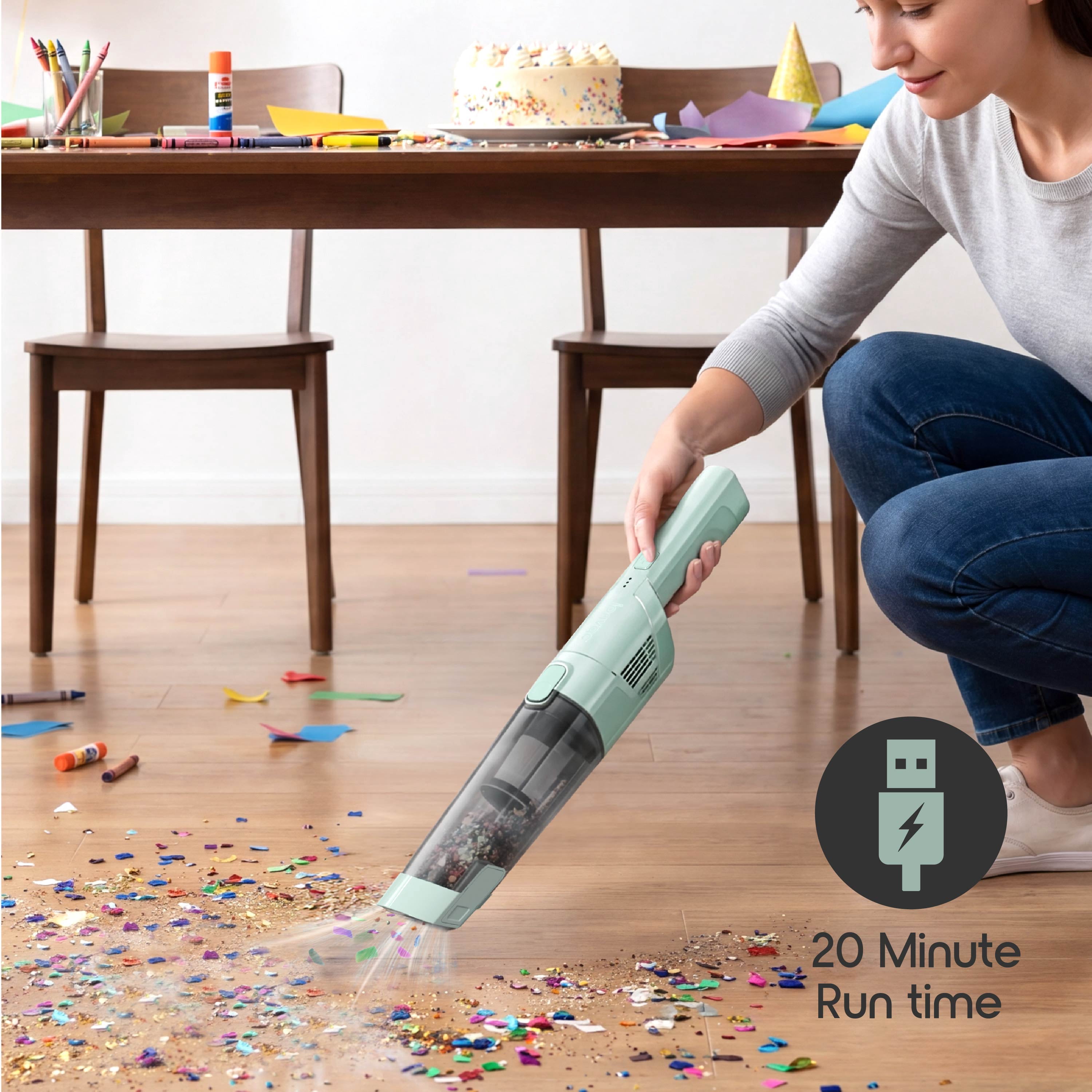 IonVac PowerMax Hand Vacuum, 5V Cordless Handheld Vacuum Cleaner with Multiple Attachments, Model #30835