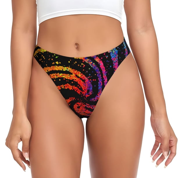 Fotbe A Bright Abstract Tanga Sin Costuras para Mujer con Estampado – Panties Invisibles, Transpirables y Cómodos para Uso Diario-X-Small