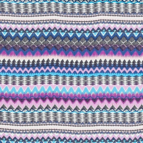 Zelouf Aiyana Tribal Chevron Print Challis , Sewing, DIY, Crafts Fabric by the Yard, C5 Lavender/blue, 1 Yard