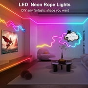 100FT RGB LED Neon Rope Lights, 2 Rolls of 50FT Cuttable Flexible Neon Strips with App and Remote Control, Music Sync, 24V, IP65 Water-Resistant for Bedroom, Gaming Room, Party and Patio Decor