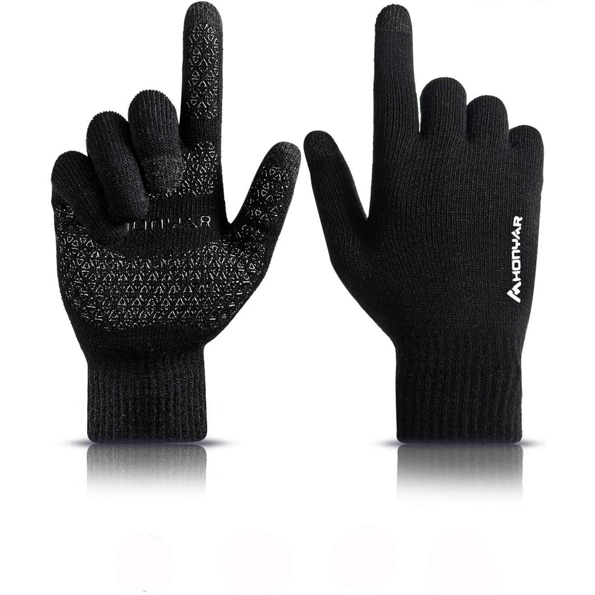 Winter Gloves Men Women Knitted Touch Screen Glove, Anti-Slip