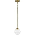 thumbnail image 6 of Progress Lighting, School House Collection, 1-Light Mini-Pendant, Vintage Brass, White Opal Glass Shade, 6 of 15