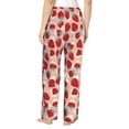 thumbnail image 3 of Naloa Red Strawberry Print Women’s Ultra-Soft Comfy Pajama Lounge Pants with Pockets & Drawstring, 3 of 8
