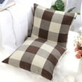 thumbnail image 2 of PiccoCasa 2Pcs Buffalo Check Plaid Throw Pillowcases Cotton Linen Cushion Covers Brown Khaki 22"x22", 2 of 8