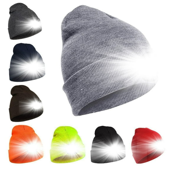 Yoyauz Unisex LED Beanie Hat with Light, Rechargeable LED Headlamp for Outdoor Activities, Knit Lighted Headlight Cap, Gifts for Men Dad Husband Women Mom Wife Teens Handyman Presents