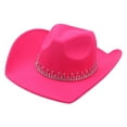 thumbnail image 2 of Wide Brim Hat Summer Photo Props Western Cowboy Hat for Travel Beach Outdoor Rose Red, 2 of 9