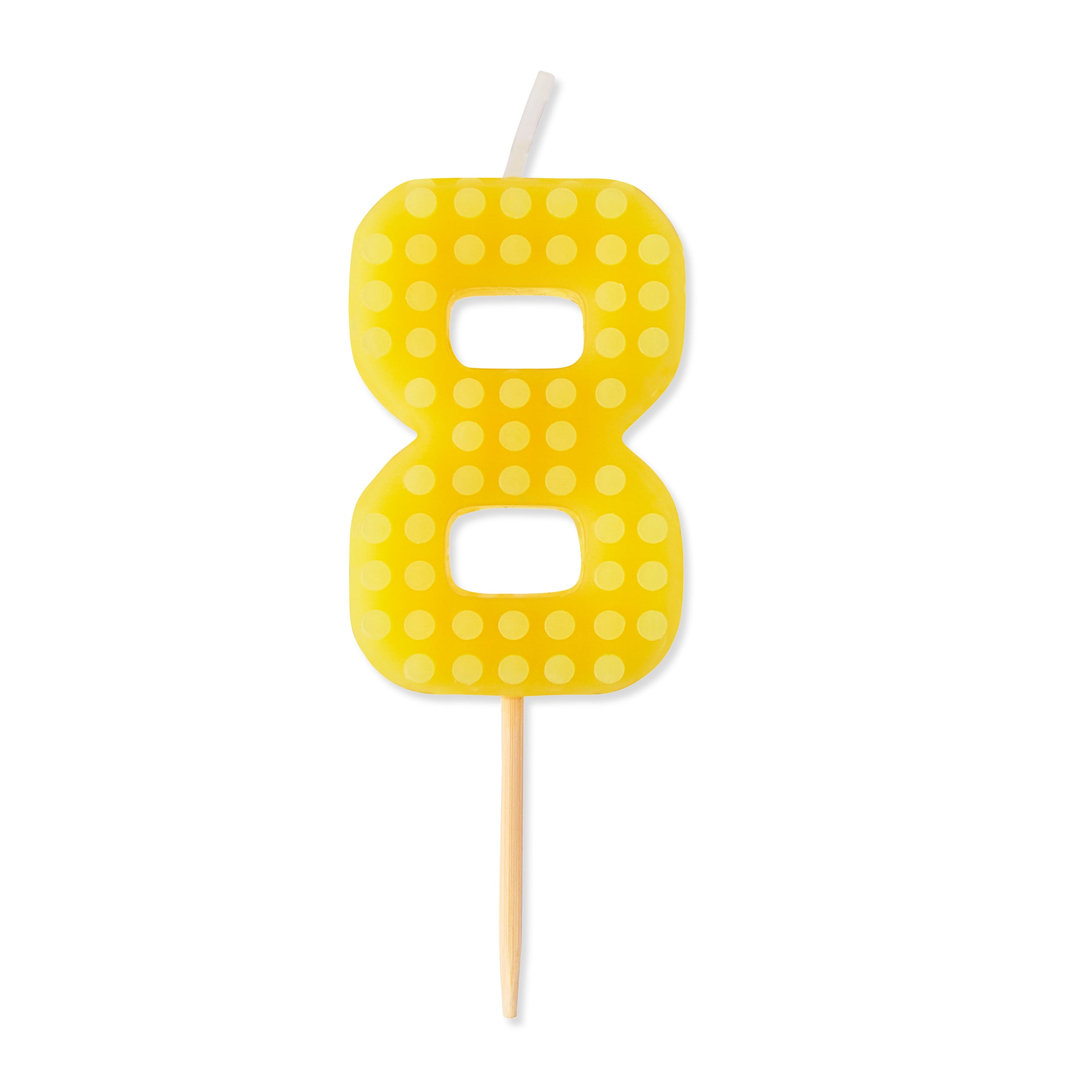 Yellow Building Block Birthday Number 8 Candle, by Way To Celebrate