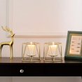 thumbnail image 4 of Juego de 2 candelabros de metal dorado, candelabros elegantes geométricos, centros de mesa con candelabros navideños, 4 of 5